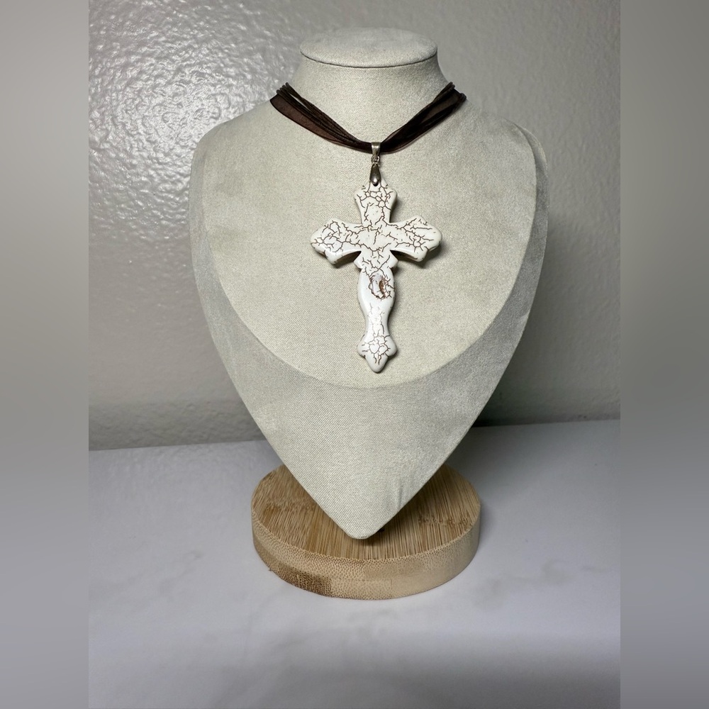 White Cross Pendant Necklace